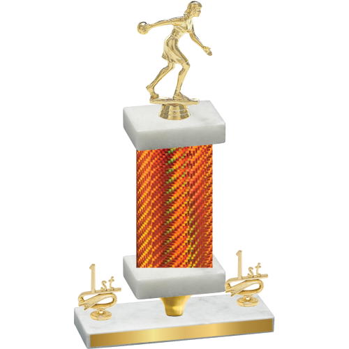Premium Single Orange Carbon Fiber First Place Bowling Trophy