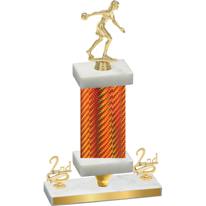 Premium Single Orange Carbon Fiber Second Place Bowling Trophy