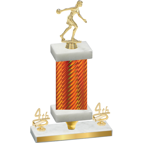 Premium Single Orange Carbon Fiber Fourth Place Bowling Trophy