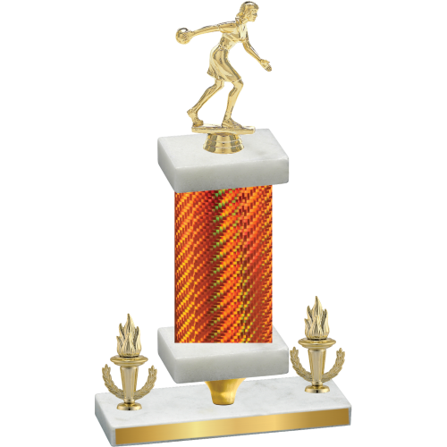 Premium Single Orange Carbon Fiber Victory Bowling Trophy