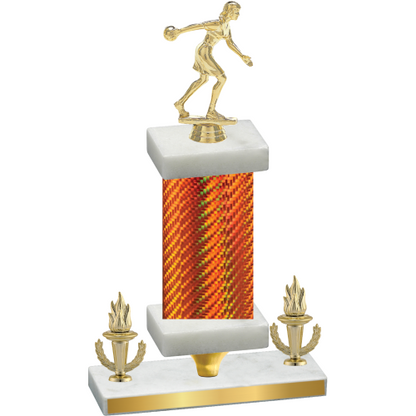 Premium Single Orange Carbon Fiber Victory Bowling Trophy