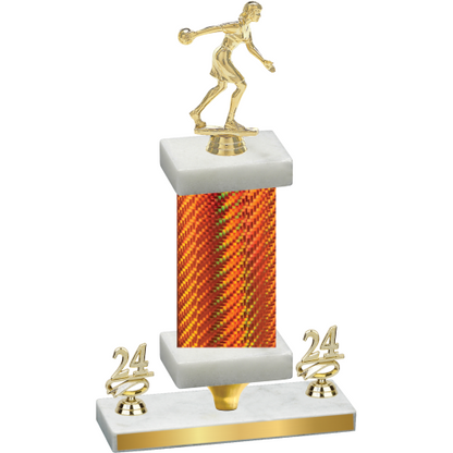 Premium Single Orange Carbon Fiber Year Bowling Trophy