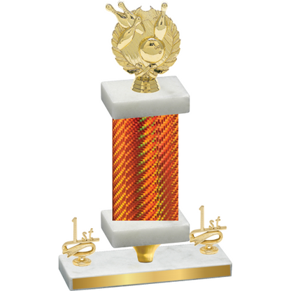 Premium Single Orange Carbon Fiber First Place Bowling Trophy