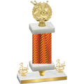 Premium Single Orange Carbon Fiber Third Place Bowling Trophy