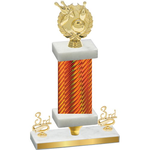 Premium Single Orange Carbon Fiber Third Place Bowling Trophy