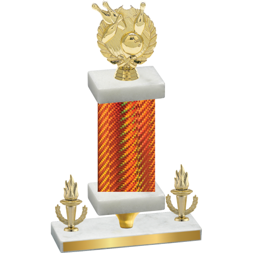 Premium Single Orange Carbon Fiber Victory Bowling Trophy
