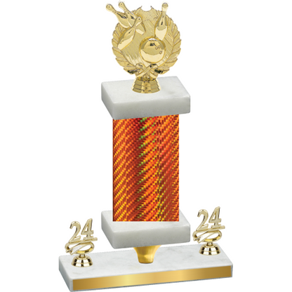 Premium Single Orange Carbon Fiber Year Bowling Trophy