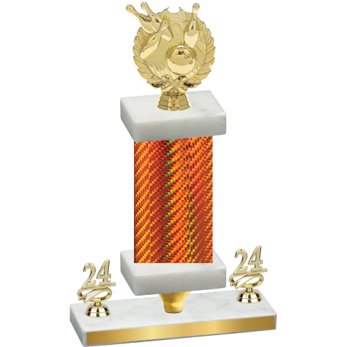 Premium Single Orange Carbon Fiber Year Bowling Trophy