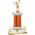 Premium Single Orange Carbon Fiber Third Place Volleyball Trophy