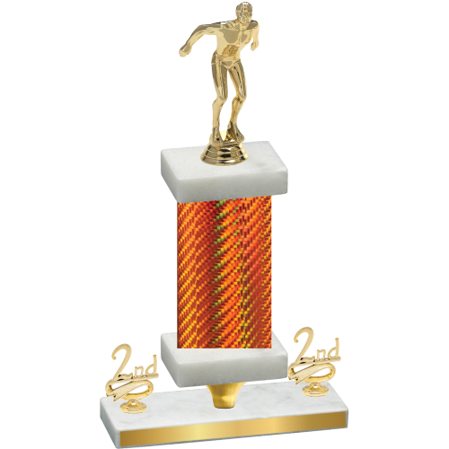 Premium Single Orange Carbon Fiber Second Place Swimming Trophy