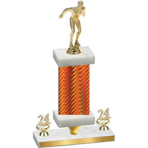 Premium Single Orange Carbon Fiber Year Swimming Trophy