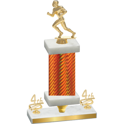 Premium Single Orange Carbon Fiber Fourth Place Football Trophy