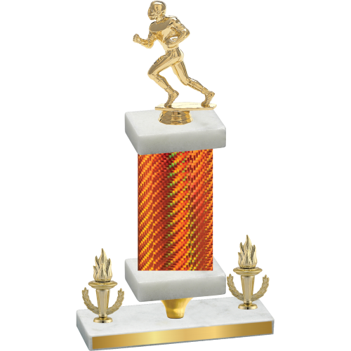 Premium Single Orange Carbon Fiber Victory Football Trophy