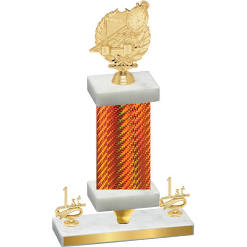 Premium Single Orange Carbon Fiber First Place Swimming Trophy