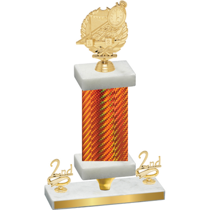 Premium Single Orange Carbon Fiber Second Place Swimming Trophy