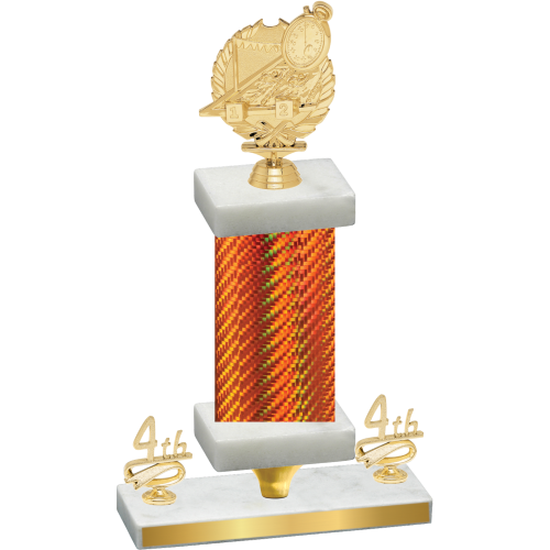 Premium Single Orange Carbon Fiber Fourth Place Swimming Trophy