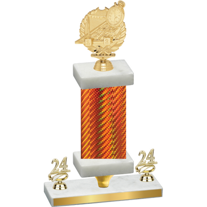 Premium Single Orange Carbon Fiber Year Swimming Trophy