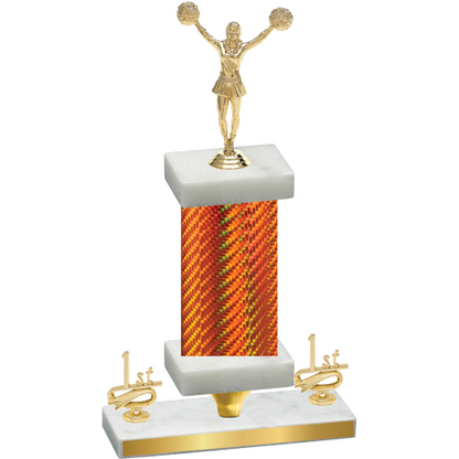 Premium Single Orange Carbon Fiber First Place Cheerleading Trophy