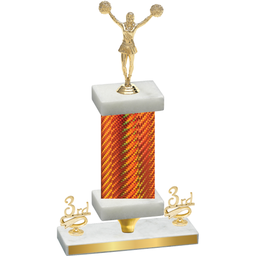Premium Single Orange Carbon Fiber Third Place Cheerleading Trophy
