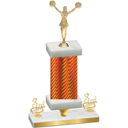 Premium Single Orange Carbon Fiber Third Place Cheerleading Trophy