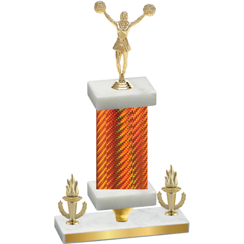 Premium Single Orange Carbon Fiber Victory Cheerleading Trophy