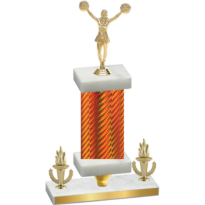 Premium Single Orange Carbon Fiber Victory Cheerleading Trophy