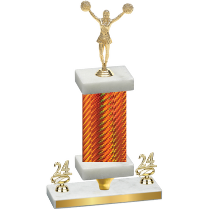 Premium Single Orange Carbon Fiber Year Cheerleading Trophy