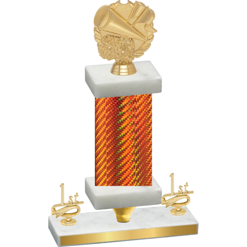Premium Single Orange Carbon Fiber First Place Cheerleading Trophy
