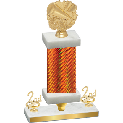 Premium Single Orange Carbon Fiber Second Place Cheerleading Trophy