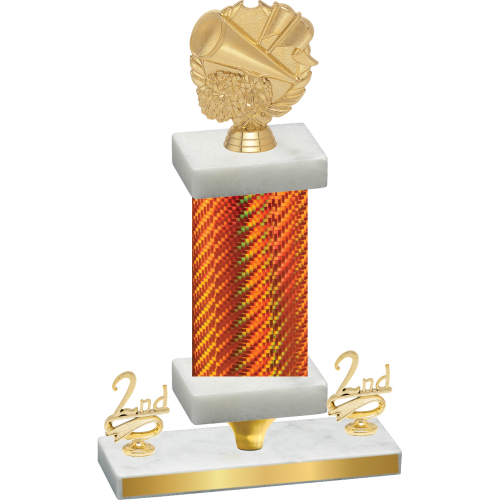 Premium Single Orange Carbon Fiber Second Place Cheerleading Trophy