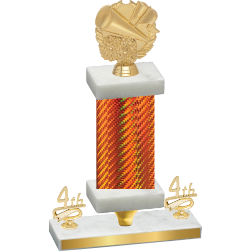 Premium Single Orange Carbon Fiber Fourth Place Cheerleading Trophy