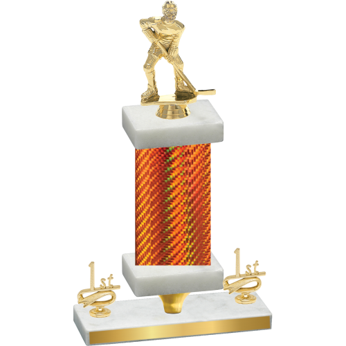 Premium Single Orange Carbon Fiber First Place Hockey Trophy