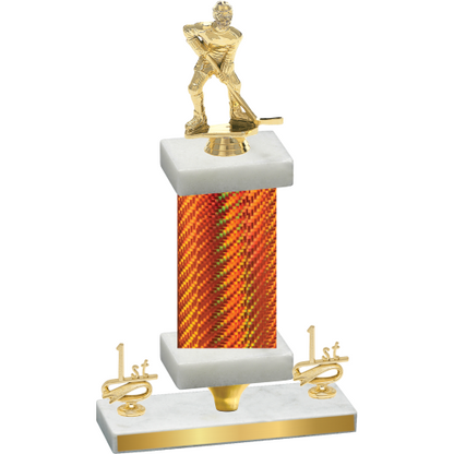 Premium Single Orange Carbon Fiber First Place Hockey Trophy