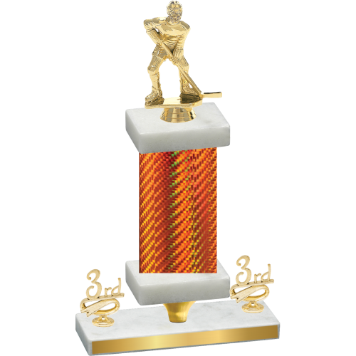 Premium Single Orange Carbon Fiber Third Place Hockey Trophy