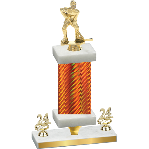Premium Single Orange Carbon Fiber Year Hockey Trophy
