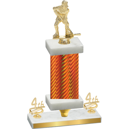 Premium Single Orange Carbon Fiber Fourth Place Hockey Trophy