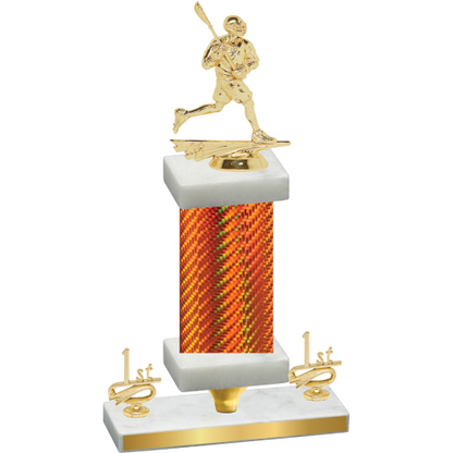 Premium Single Orange Carbon Fiber First Place Lacrosse Trophy