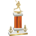 Premium Single Orange Carbon Fiber Victory Lacrosse Trophy