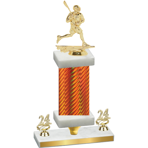 Premium Single Orange Carbon Fiber Year Lacrosse Trophy