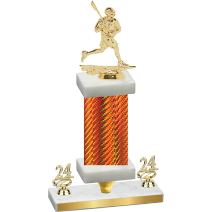 Premium Single Orange Carbon Fiber Year Lacrosse Trophy