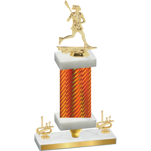 Premium Single Orange Carbon Fiber First Place Lacrosse Trophy