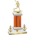 Premium Single Orange Carbon Fiber Victory Lacrosse Trophy