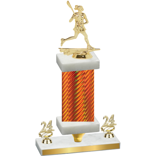Premium Single Orange Carbon Fiber Year Lacrosse Trophy