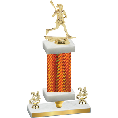 Premium Single Orange Carbon Fiber Year Lacrosse Trophy