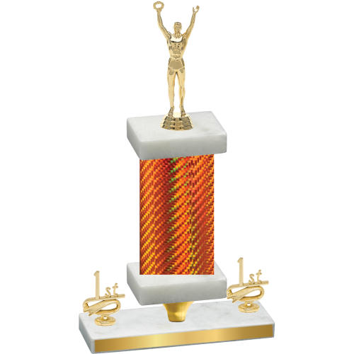 Premium Single Orange Carbon Fiber First Place Victory Trophy