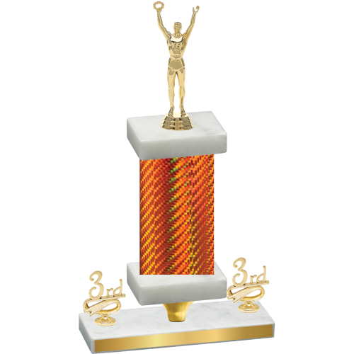 Premium Single Orange Carbon Fiber Third Place Victory Trophy
