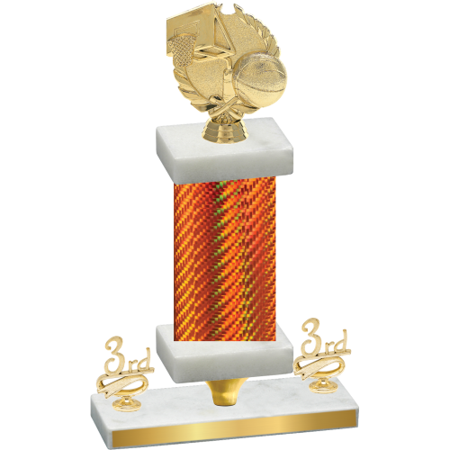Premium Single Orange Carbon Fiber Third Place Basketball Trophy