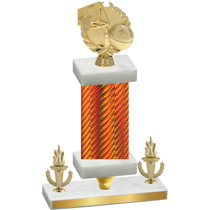Premium Single Orange Carbon Fiber Victory Basketball Trophy