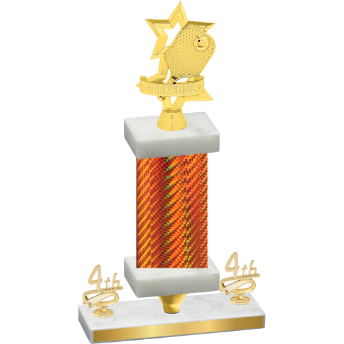 Premium Single Orange Carbon Fiber Fourth Place Pickleball Trophy