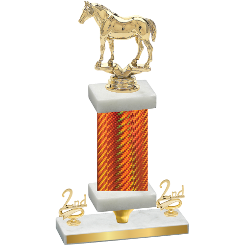 Premium Single Orange Carbon Fiber Second Place Horses Trophy